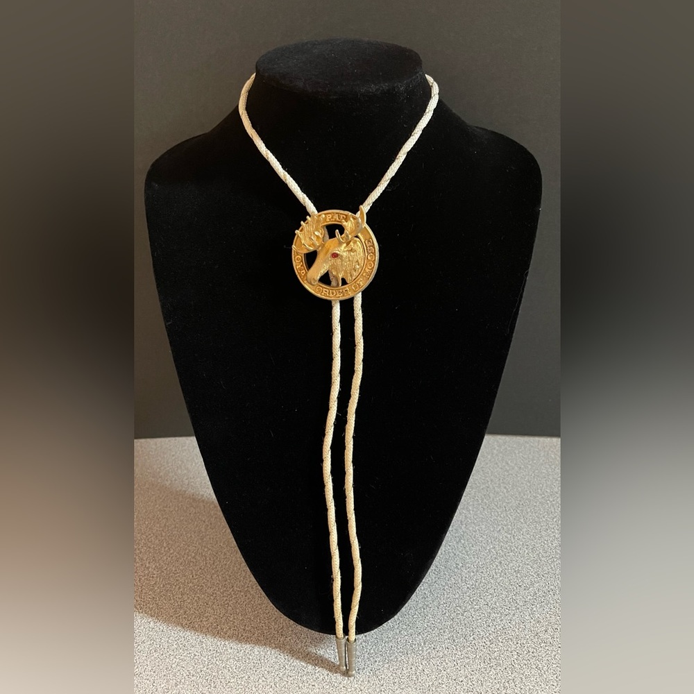 Vintage Gold Tone Cast Metal P.A.P. Loyal Order of Moose Bolo